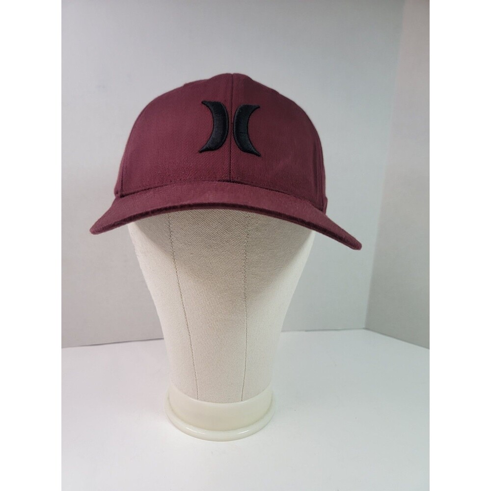 Hurley Flexfit Hat L/XL Burgundy Maroon Black Logo Fitted Baseball Cap